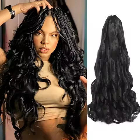 French Curly Braiding Hair Extensions Loose Wavy 8 Packs Bouncy Braiding Hair Synthetic French Curl
