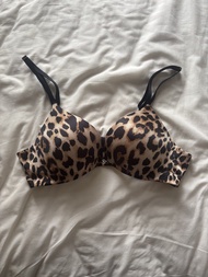 Victoria Secret Leopard Push-Up Bra with Black Straps