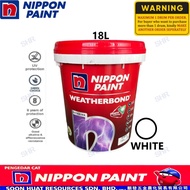 NIPPON PAINT 18 Liter Weatherbond (Quartz) 145 White Colour Exterior Paint / Cat Dinding Luar Putih / 白色晴雨漆