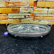 Vintage Queen Anne Oval Serving Dish with Silver Stand