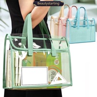 BEAUTYSTARTING PVC Thickened Transparent Handbag Colorful Storage Bag Capacity Waterproof Portable F