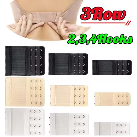 Women Underwear Extension Buckle 3ROW 2,3,4Hook Elastic Bra Back Buckle for Bra Strap Strapless Unde