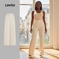(Fashion_3) Lovito Elegant Plain Zipper Pant for Women L132ED032