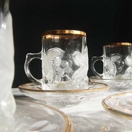 【老時光 OLD-TIME】早期日本製玻璃咖啡杯組(一杯一盤為一組)