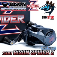 รอกตกปลา รอกหยดน้ำ BISON SPIDER Z มีคลิ๊กเสียง น็อปอลูมิเนียม (มีทั้งหมุนซ้ายและหมุนขวา) a หมุนขวา O