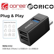 ORICO MINI-U32 USB HUB 3 PORTS (1 X USB 3.0 + 2 X USB 2.0) SUPER SPEED DATA SPLITTER ADAPTER FOR PC / LAPTOP / KEYBOARD