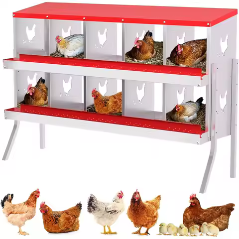 6 8 10 Grids Chicken Nesting Box for Laying Eggs Roll Away Nesting Boxes Easy Egg Collection Cleanab