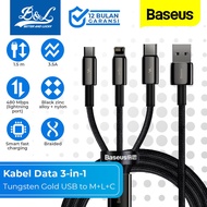 BASEUS Tungsten Gold 3-in-1 USB to M+L+C 3.5A Cable