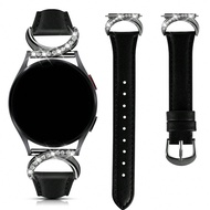 Luxury Leather Watch Band With Diamond C-Shaped Buckle - Compatible Galaxy Watch 7/6/5/4 (40mm/45mm)