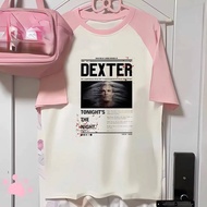 Dexter Morgan Tee Shirt - Women's Psychedelic Print, Y2K Korean Fashion Trend