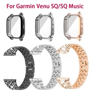 [HOT JUXXKWIHGWH 514] Diamond Strap Screen Case For Garmin Venu SQ Music Venu SQ Band Quick Release Watch Stainless Steel Watchband Watch Strap