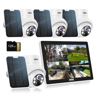 Solar Security Camera System Outdoor with 10in LCD Monitor,4-Cam Kit Wireless, Battery Powered Camer