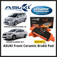 ASUKI Front Ceramic Brake Pad Grand Livina L10 Nissan Almera N17,Latio,March K13, Note E12,Cube E12 Spare Part - CF-1288