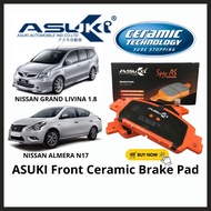 ASUKI Front Ceramic Brake Pad Grand Livina L10 Nissan Almera N17,Latio,March K13, Note E12,Cube E12 