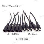 15/30cm 2pin wire DC Male Female jack plug 22awg Power supply Connector Pigtail Cable 12V 5.5x2.1mm adapter plug For strip CCTV WB5PH