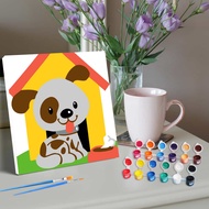 Ruopoty 20x20cm With Frame 1pc Paint By Numbers For Kids Cartoon Animals Dog Paint On Canvas Acrylic