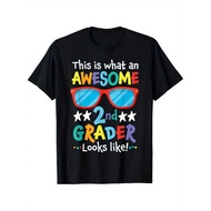 Back To School 2nd Grade Awesome Second Grader Looks Like T-Shirt, Boys Breathable, Casual And Comfo