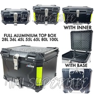 ARUMI ALUMINIUM TOP BOX 28L 36L 45L 55L 65L 80L 100L WITH BASE & INNER MOTORCYCLE ALLOY CASE KOTAK M