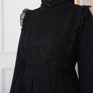 Agnes Hijab - Syafa Dress Gamis Putih Wanita Gamis Plisket Brukat Baju Muslim Wanita Busana Lebaran