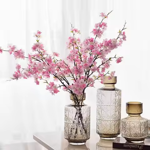 109cm Artificial Cherry Blossom Silk Flowers Fake Long Branch Sakura Plum Bouquet for Wedding Party 
