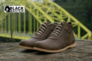 sepatu kulit pria casual semi boots black master brodo - sepatu formal black master brodo