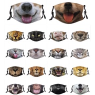 1Pcs Funny Animal Face Mouth Masks Washable Reusable Women Men Unisex Protective Face Masks Prank Simulation Animal Face Mask Fun Print