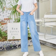 Eyouth 10118 Women Clean Pocket Straight Wide Jeans