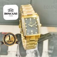 Original Roscani Gold/Silver Square Ladies Watch Jam Roscani Perempuan