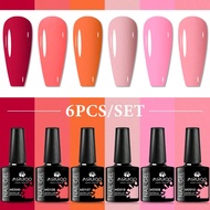 ชุดยาทาเล็บเจล 6 ชิ้น - สีปกติตลอดปี, เจลเล็บสีแดง สีเนื้อ สีชมพู Vernis Semi Permanent เครื่องมือทำ