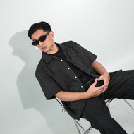 OVERSIZE STRIPE SHIRT STRIPE SHIRT/ SHORT-SLEEVED SHIRT/ STRIPED SHIRT/