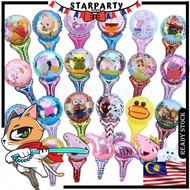Hand Stick Foil Balloon Cartoon Design | Belon Aluminium Helim Party Decoration untuk Birthday Event