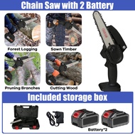 Chain Saw Cordless 2 baterai 6 Inch Chainsaw Cordless Chainsaw Gergaji Rantai Elektrik Mini Portable Genggam Lithium Model