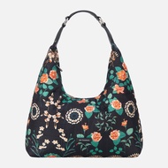 Bunga Sari Silk Twill Bolo Hobo Bag - Black