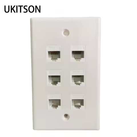 US Version 6 Ports CAT6 RJ45 Faceplate For America Using Internet LAN Connector Plug Wall Outlet