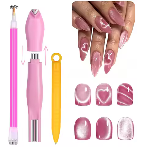 3pcs 3D Love Heart Nail Magnet Sets 3in1 Cat Eye Effect Double Line Snake Pattern French Nail UV Mag