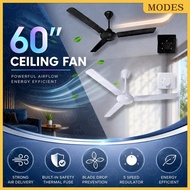 <CEILING FAN 60''> CEILING FAN 60'' WHITE/BLACK CEILING FAN 3 BLADE REGULATOR AC MOTOR KIPAS SYILING