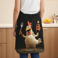 Funny Rooster Kitchen Bib, Black Novelty Apron for Baking BBQ and Gardening