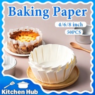 50 PCS No-Fold Basque Cake Paper 4/6/8 Inch Oilproof Disposable Liner Oven Air Fryer Baking Tray Pan