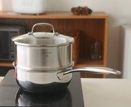 Deep Dish 304 Stainless Steel Snow Pot 18/10 Milk Pan Soup Pan Quick Cooking Solid Form 20cm กะละมัง
