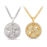 3123 People Collection Hip-Hop Street Dollar Turntable Necklace Rap HIPHOP Turnable Dollar Pendant T