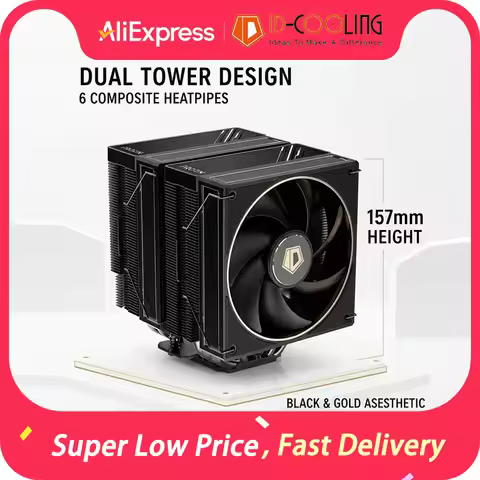 ID-COOLING A620 Dual-Tower 6 Heat Pipes 152mm high CPU Cooler 12CM 4PIN Cooling Fan For Intel LGA185