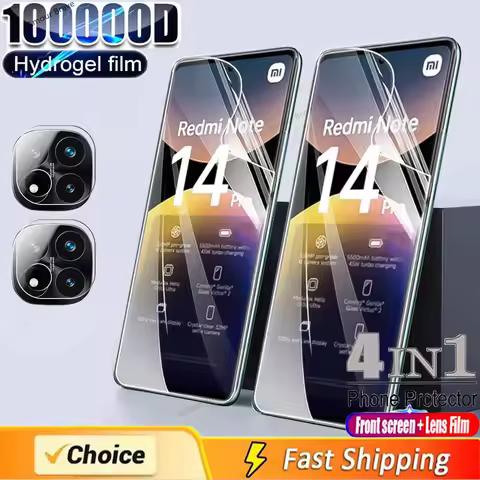 4in1 For Xiaomi Redmi Note 14 Pro Plus 14 5G 4G 12 11s 10 9 8 Hydrogel Film Redmi Note 12S 13 Pro Pl