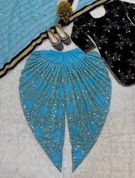 [PRE-ORDER] 2025 NOV READYMADE BOLLYWOOD SUIT WITH DHOTI SALWAR WITH EMBROIDERY SEQUINS WORK SIZE M 