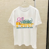 Ganni 2024 Letter Flower Distressed Print Round Neck Loose T-Shirt