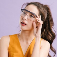 【2入】霧藍框架質感設計伸縮鏡腳MIT防護眼鏡│防風│包覆套鏡