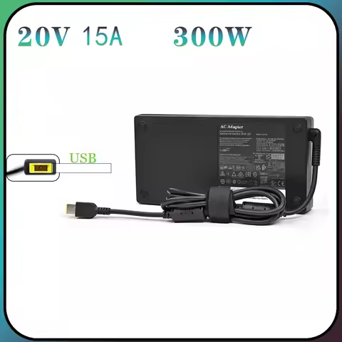 For Lenovo ThinkPad USB Laptop Adapter Charger 20V 15A 300W for R9000P R9000K Y9000K R7000P 9000P 90