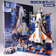 Compatible Lego Aerospace Airplane Model Boy Educational 10 Assembled Building Blocks 8 Rocket Toys 