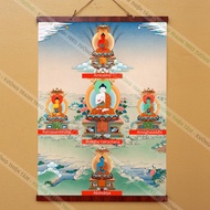 Five Dhyani Buddhas Tantric painting 40x55cm wooden brace made of thick, high-quality glossy fabric