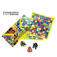 Compendium  4 In 1 Games / YHT351/1 Box/ Multiplayer Board Games/ 4 Types Of Games/ Permainan Papan/