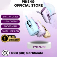 3c certificates approved Pineng PN876PD Fast Charging Built In Cable Type C & IP Powerbank (22.5W/10
